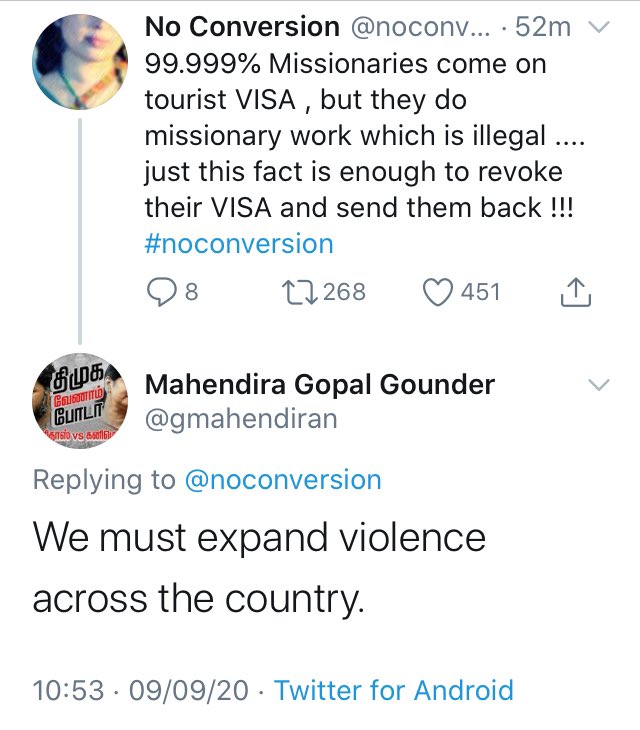 This is what  @noconversion has been consistently doing. Provoking its followers & instigating attacks against Christians. Why should  @Twitter not suspend this account?  @TwitterIndia  @USCIRF  @ConversionOK  @ADFIntl  @hrw