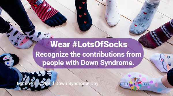 Today, March 21 is also #WorldDownSyndromeDay and we are celebrating people with Down Syndrome and all their unique and beautiful contributions by sporting bright funky #LotsOfSocks to raise awareness! #onted