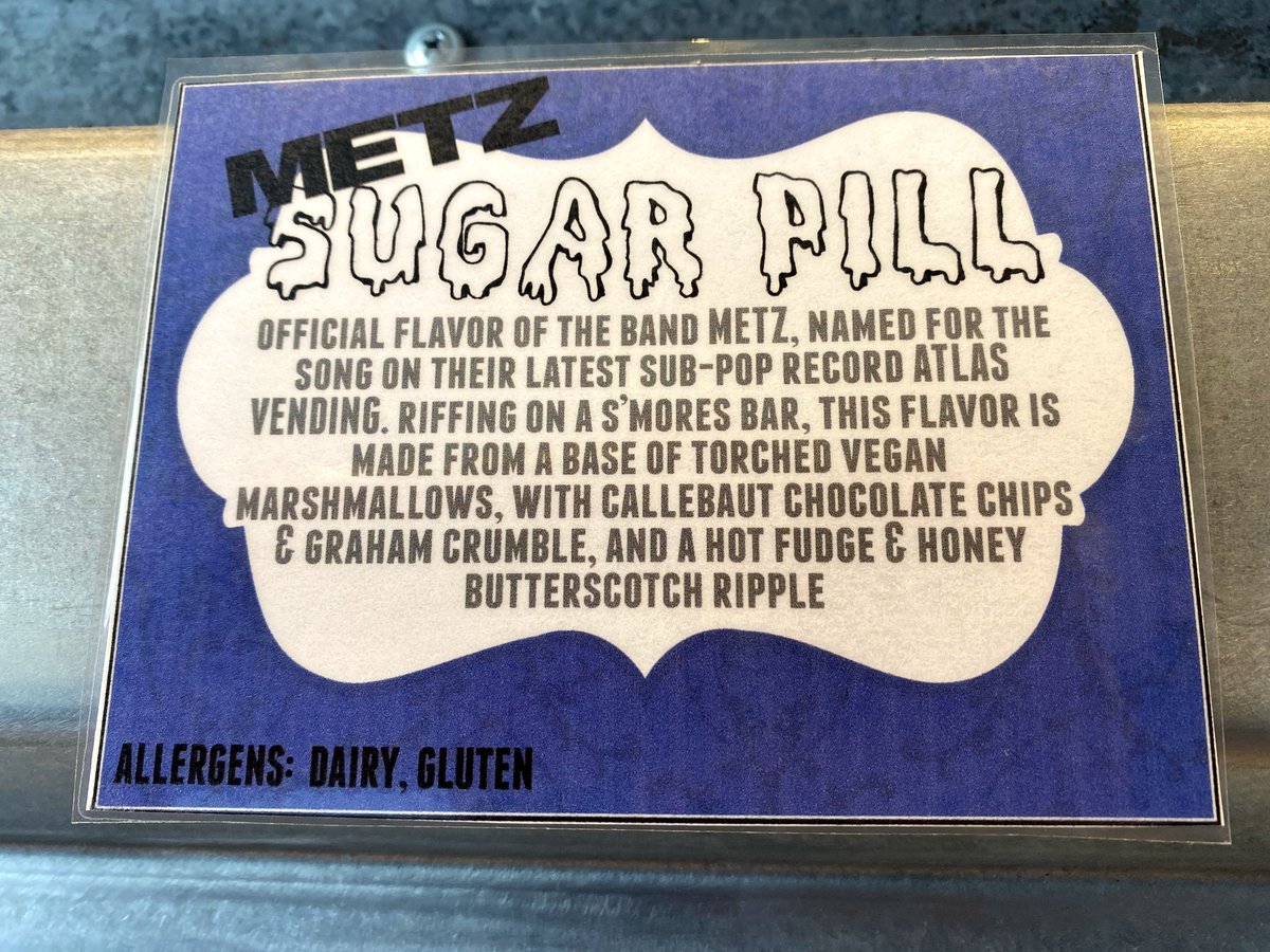 I scream, you scream, we all scream for METZ ICE CREAM🍦
If you're in Washington DC, grab a pint of <a href="/mdiicecreamdc/">Mount Desert Island Ice Cream DC</a>'s tasty take on <a href="/METZtheband/">METZtheband</a>'s "Sugar Pill." Eat loudly.