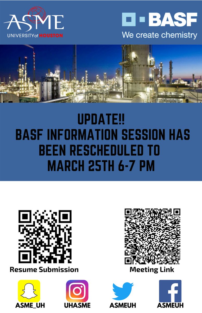 ASMEUH's tweet image. Our BASF Information Session has been moved to this Thursday from 6-7pm!! Come and join us, link is in our InstaBio!

uhengineering #gocoogs #uhengineering #cullenengineering #uh2024 #uh2023 #uh2022