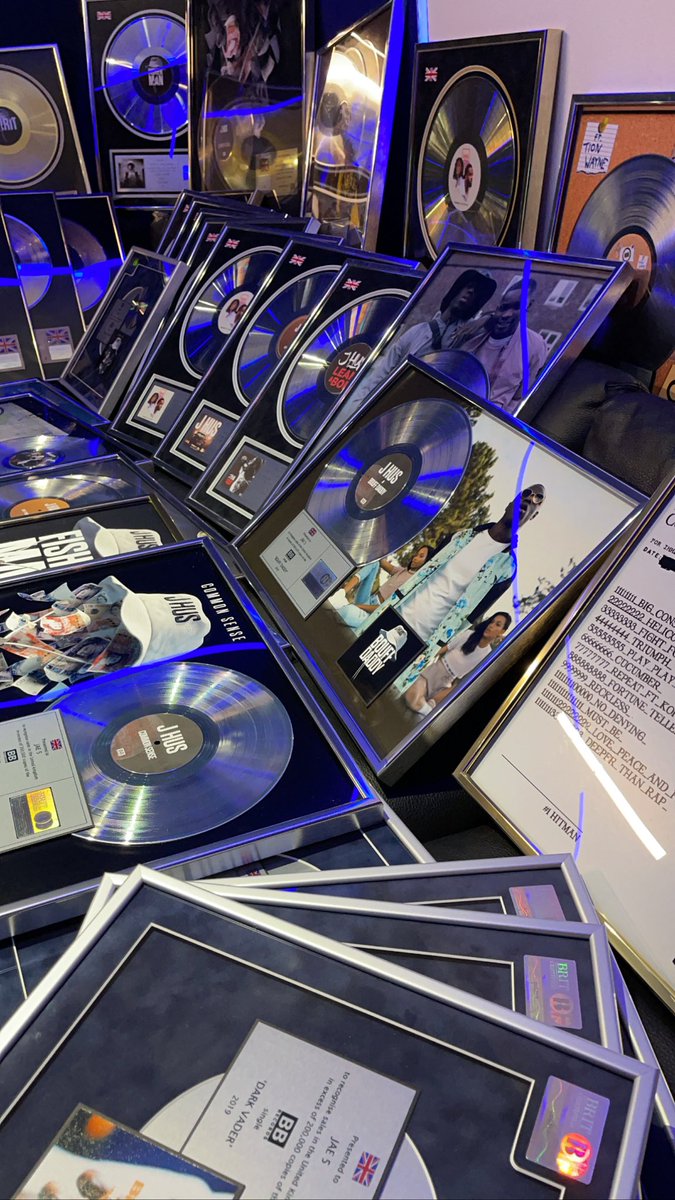 JAE5_'s tweet photo. Humble brag but this ain’t all of the plaques. 
Thanks for all the support and which ones are you guys favourite ? https://t.co/LIDXEoA7Qd