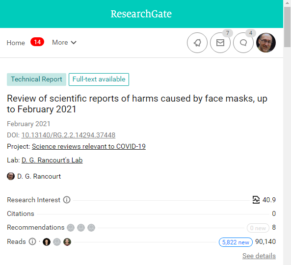 My review of the science about the harms caused by masks has now been read more than 90 K times on ResearchGate.
researchgate.net/publication/34…
It has also been translated into French:
lesakerfrancophone.fr/examen-des-rap…