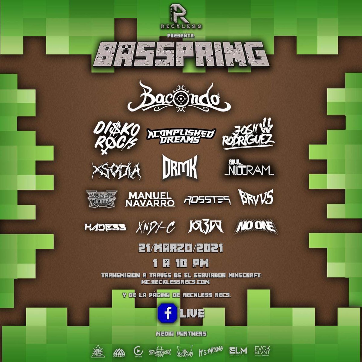 disko_rock's tweet photo. Nos vemos en un rato mas a traves de la pagina de @RecklessRecsMx o de su servidor en #Minecraft : https://t.co/nzUlO31I0t ⬅️👾 donde les estaré brindando una sesión de alto calibre para este domingo dentro del SPRING BASS espero contar con su apoyo y me puedan acompañar un rato. https://t.co/rAupKN9F5e