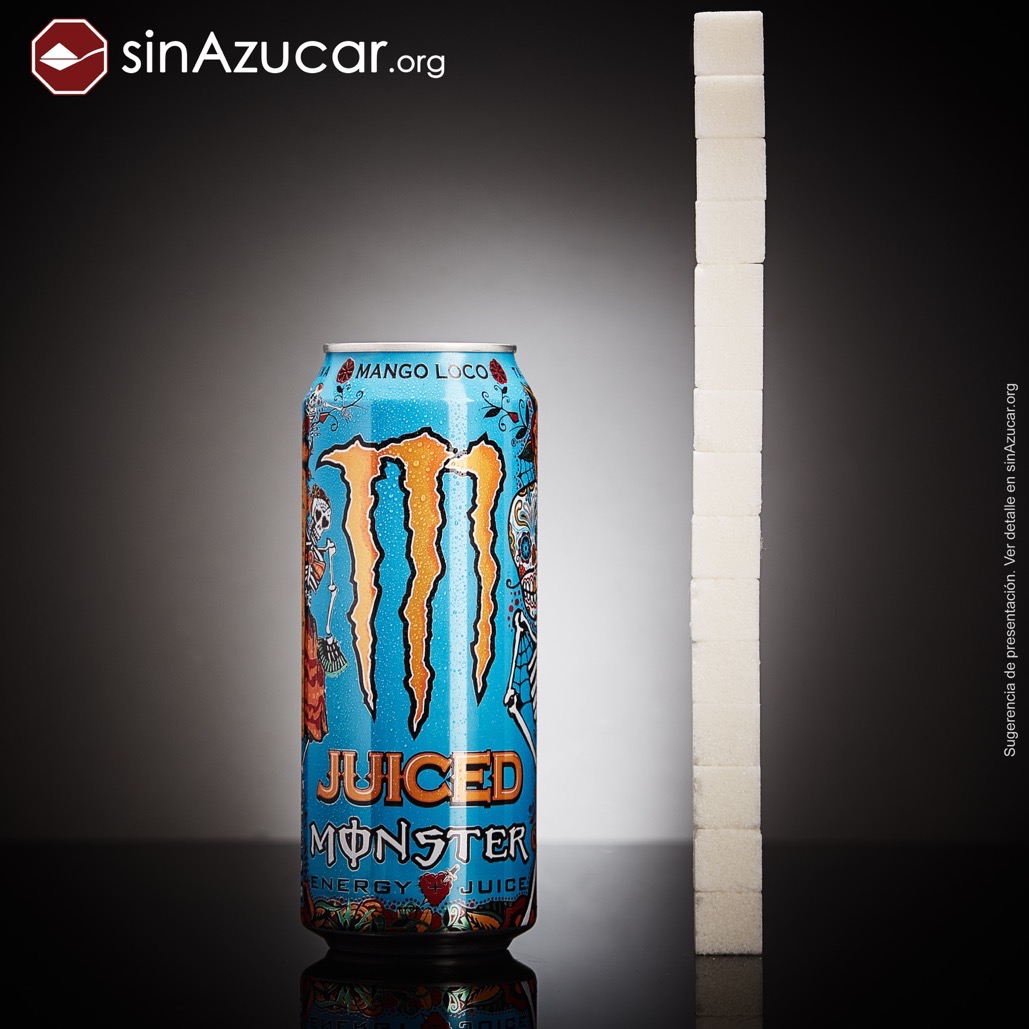 SinAzucarOrg's tweet photo. Un Monster Mango Loco 🥭🤪 contiene 15 terrones de azúcar. https://t.co/xidX6UWOB9