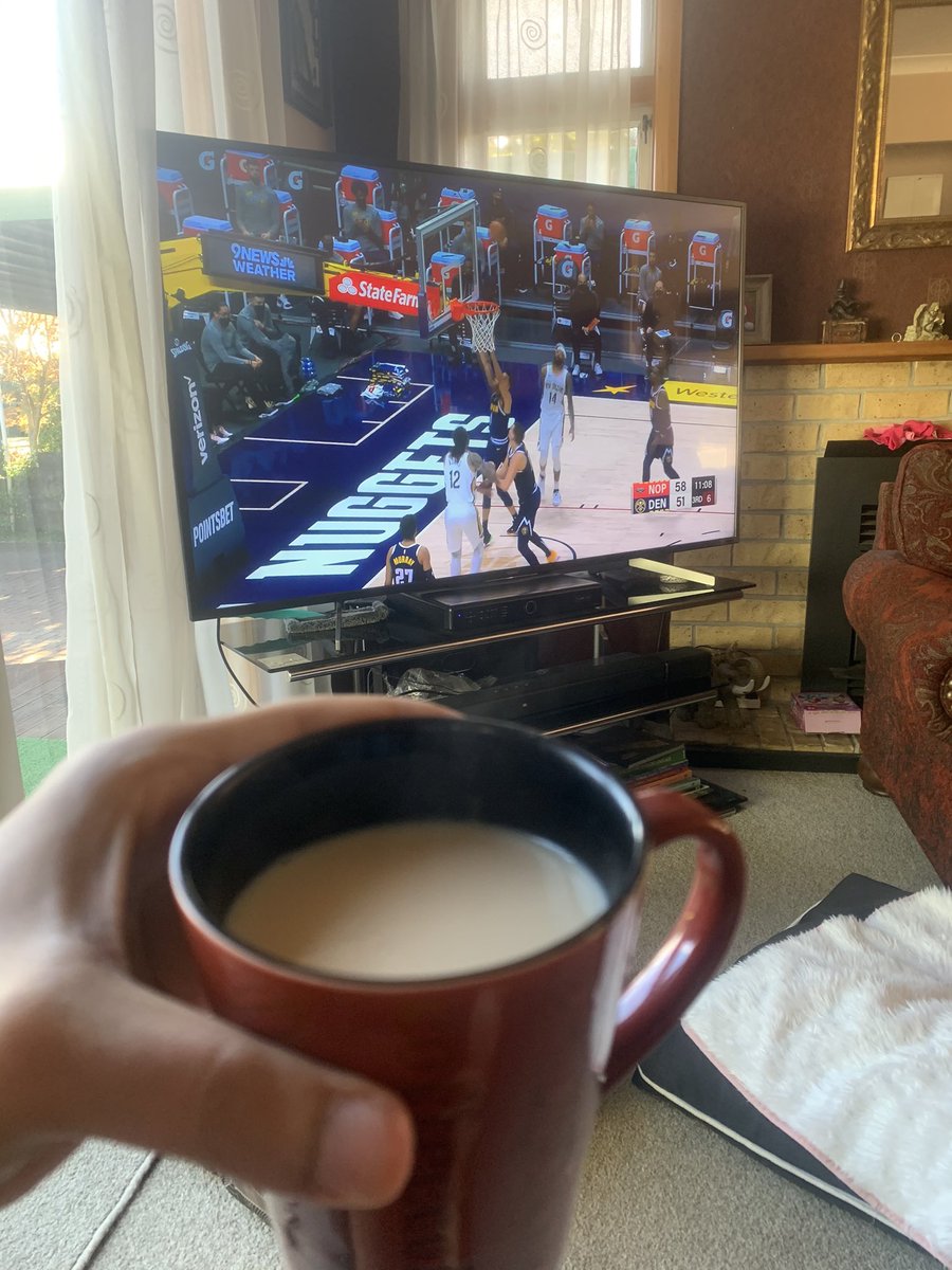 DoncicEebz's tweet photo. 9am 🏀 + ☕️. Watching Adams dominate the supposed current MVP jokic 🃏.  #BattleOfTheBigs #OldSkoolBall https://t.co/sEKUyMWv1k
