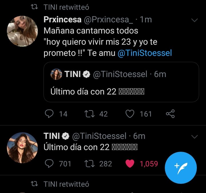 prxincesaa's tweet photo. Hace un año me pasaba eso y gritaba de  la emoción en cuarentena @TiniStoessel 
y este año vamos a cantar hoy quiero vivir mis 24! Te amuu https://t.co/oCVChUiRbA