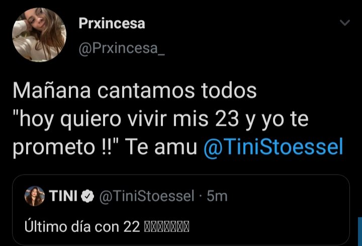 prxincesaa's tweet photo. Hace un año me pasaba eso y gritaba de  la emoción en cuarentena @TiniStoessel 
y este año vamos a cantar hoy quiero vivir mis 24! Te amuu https://t.co/oCVChUiRbA