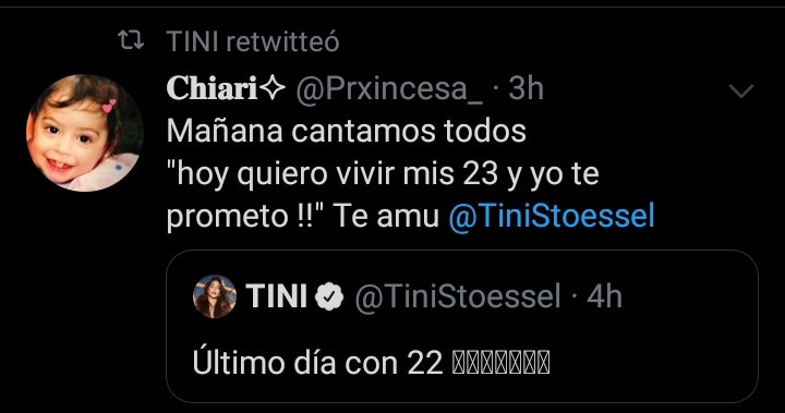 prxincesaa's tweet photo. Hace un año me pasaba eso y gritaba de  la emoción en cuarentena @TiniStoessel 
y este año vamos a cantar hoy quiero vivir mis 24! Te amuu https://t.co/oCVChUiRbA