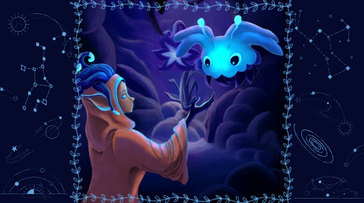 Meet a Bumblee and Celina in the marvelous artwork by @MArtscapes consisting the first page of our Art-book! That's right stay tuned to find what we are up to😉#metroidvania #gamedevs #screenshotsaturday #GodotEngine #astrafadingstars #artbook #gameart  #indiedev #IndieGameDev