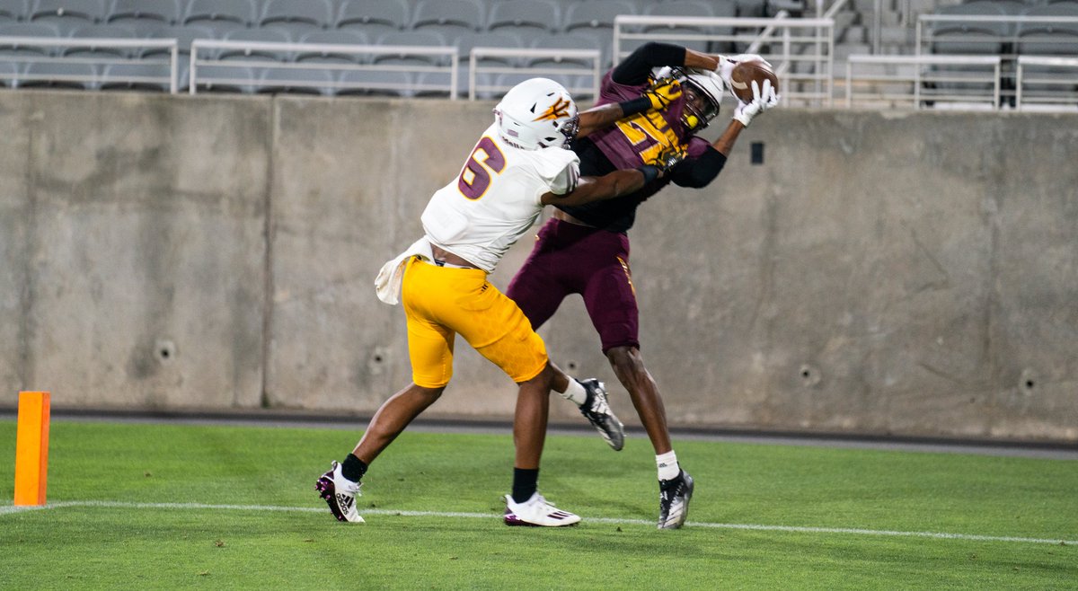 BDenny29's tweet photo. A great look at @Elijhahbadger2's jump ball TD near the end of last night's practice. One of spring's big standouts.  
[📷: Sun Devil Athletics] https://t.co/6ic5Sdoh0k