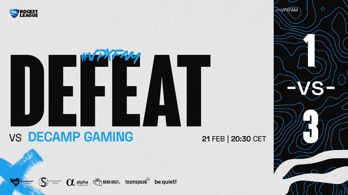 vuptrox's tweet photo. 🔹ʀᴏᴄᴋᴇᴛ ʟᴇᴀɢᴜᴇ ᴍᴀɪɴ🔹
In dem heutigen BO5 konnte sich unser #RocketLeague Main Team in der @NitroLeagueRL Season 8 leider nicht gegen @decampgaming durchsetzen.
GG wp! 💙
🇩🇪@JvnasR
🇩🇪@VNooblo
🇩🇪@mng_rl
🇩🇪#Maxi96
Nächste Woche wird besser! ⚽️🚗
#VPXWIN #VPXFAM https://t.co/pkz8fym301