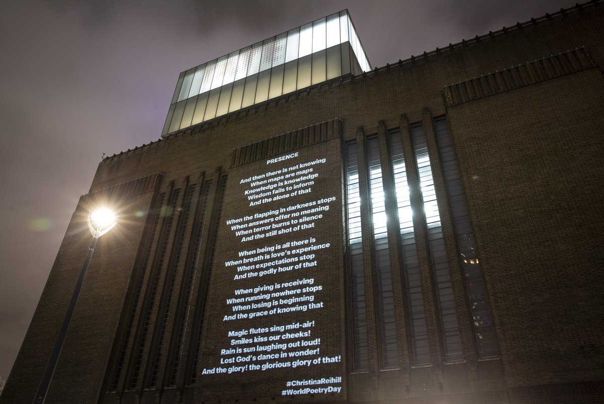 ReihillWord's tweet photo. #Presence for #WorldPoetryDay2021 invites the reader to pause and remember that despite the sense of powerlessness created by any crisis when we live in the now, we are powerful.  #poetry #publicprojection #london #art #words https://t.co/TYRzgtP03g