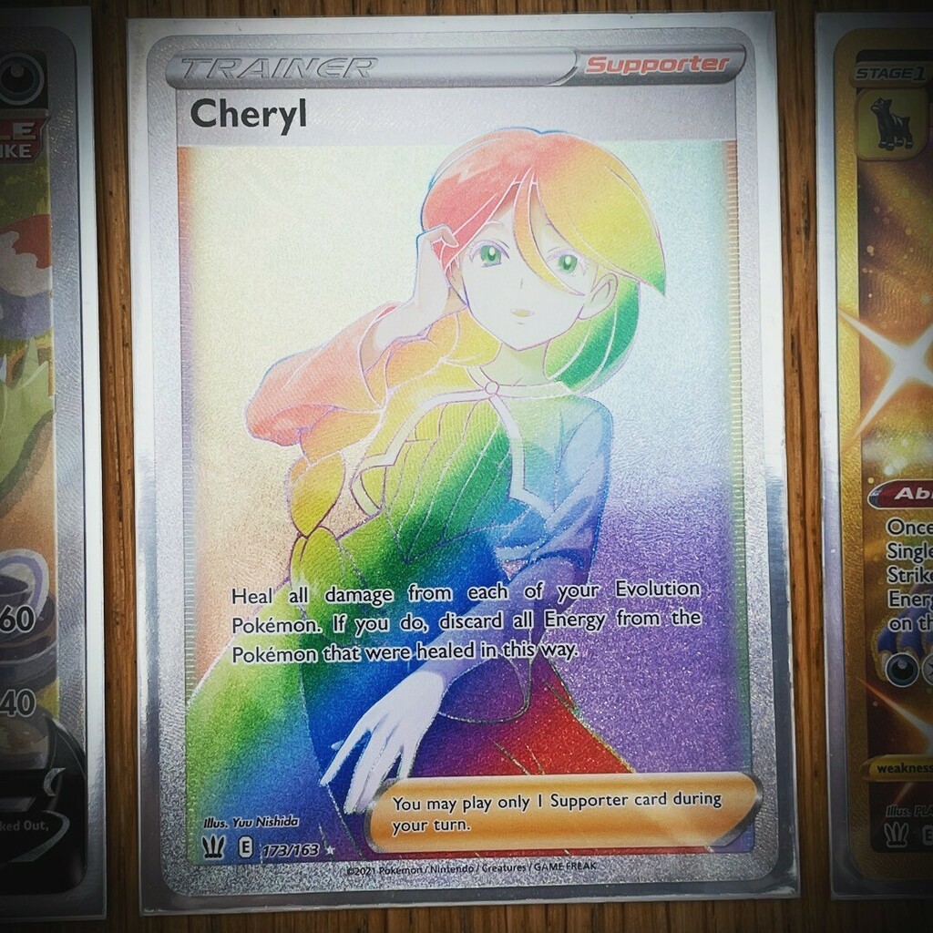 TheElecGamer10's tweet photo. Rainbow Cheryl is pretty special. #pokemon #rainbowrare #tcg #swordandshoeld #battlestyles https://t.co/qKJpVfjyCF https://t.co/p11MMdTcJ5