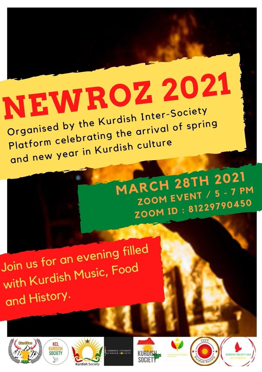 kip__uk's tweet photo. Newroztan Piroz Be!❤️☀️💚Despite not being able to celebrate the way we wish we could, we’re hosting a Newroz night on 28th March, in partnership with UK Kurdish Societies! Info on the Zoom meeting is in the image. Looking forward to celebrating such an important event with you! https://t.co/WK5mdsqNwD