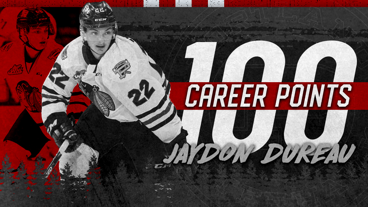 pdxwinterhawks's tweet photo. Please help us in congratulating forward Jaydon Dureau for recording his 100th Western Hockey League point last night! 🎉 https://t.co/8XQA311W5X