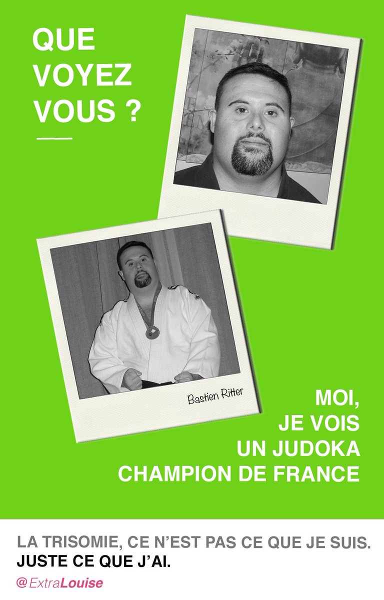 T21Espoir's tweet photo. #coT21 #JMT21 #WDSD21 #ThisIsMe 💙💛Bastien, France, champion de judo ! 💪🏻 #JeSuisCapable #Trisomie21 #DownSyndrome Via @ExtraLouise : bravo pour cette campagne mettant en valeur la réussite d’adultes avec T21 ! 😁 https://t.co/rOxvw8PNs3