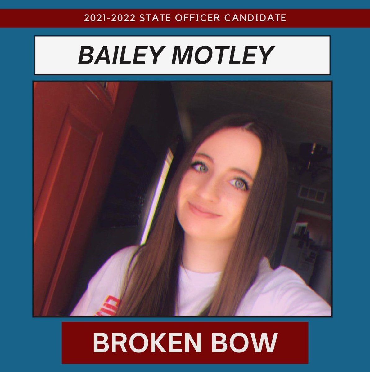HOSANebraska's tweet photo. Meet Bailey! She is a candidate for the 2021-22 State Officer Team! Be sure to tune into the Closing Session on March 23 to find out who the next team will be #nehosa https://t.co/UL7XGs8Loa
