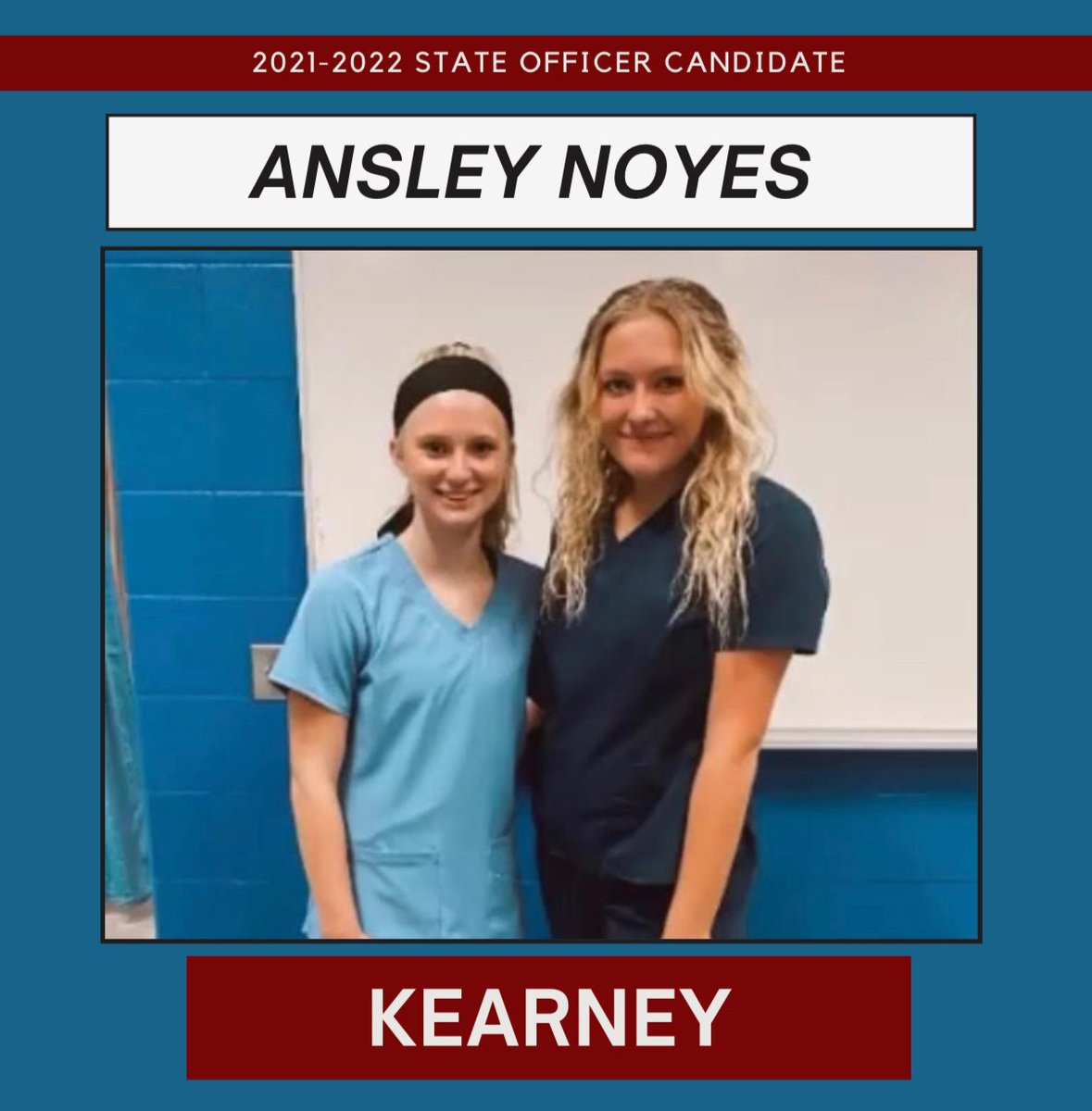 HOSANebraska's tweet photo. Meet Ansley! She is a candidate for the 2021-22 State Officer Team! Be sure to tune into the Closing Session on March 23 to find out who the next team will be! #nehosa https://t.co/6vInq28vfg