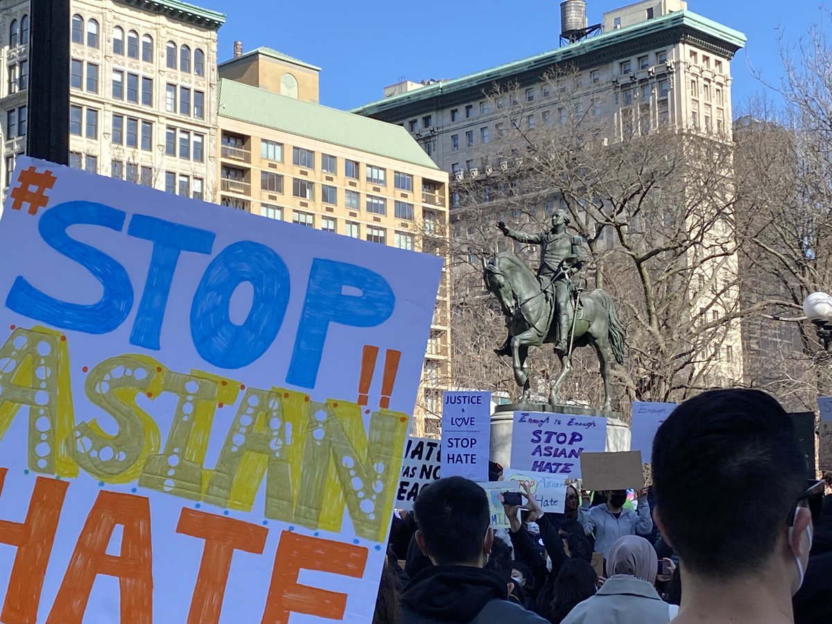 AthleteAlly's tweet photo. Today, we joined thousands of NYC runners to protest white supremacist violence and rally in support of Asian communities. #StopAsianHate #RunningtoProtest https://t.co/WXlDqetKIi