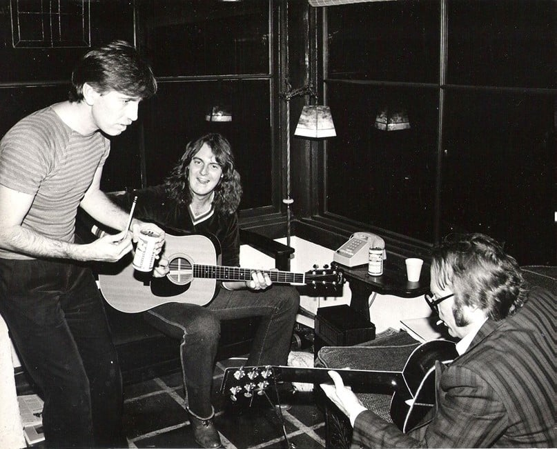 Stephen__Stills's tweet photo. @TheGrahamNash on beer can, #MichaelStergis on guitar, #StephenStills, guitar. Working on #TurnYourBackOnLove for the #DayLightAgain album. https://t.co/aXWHKLDG2m