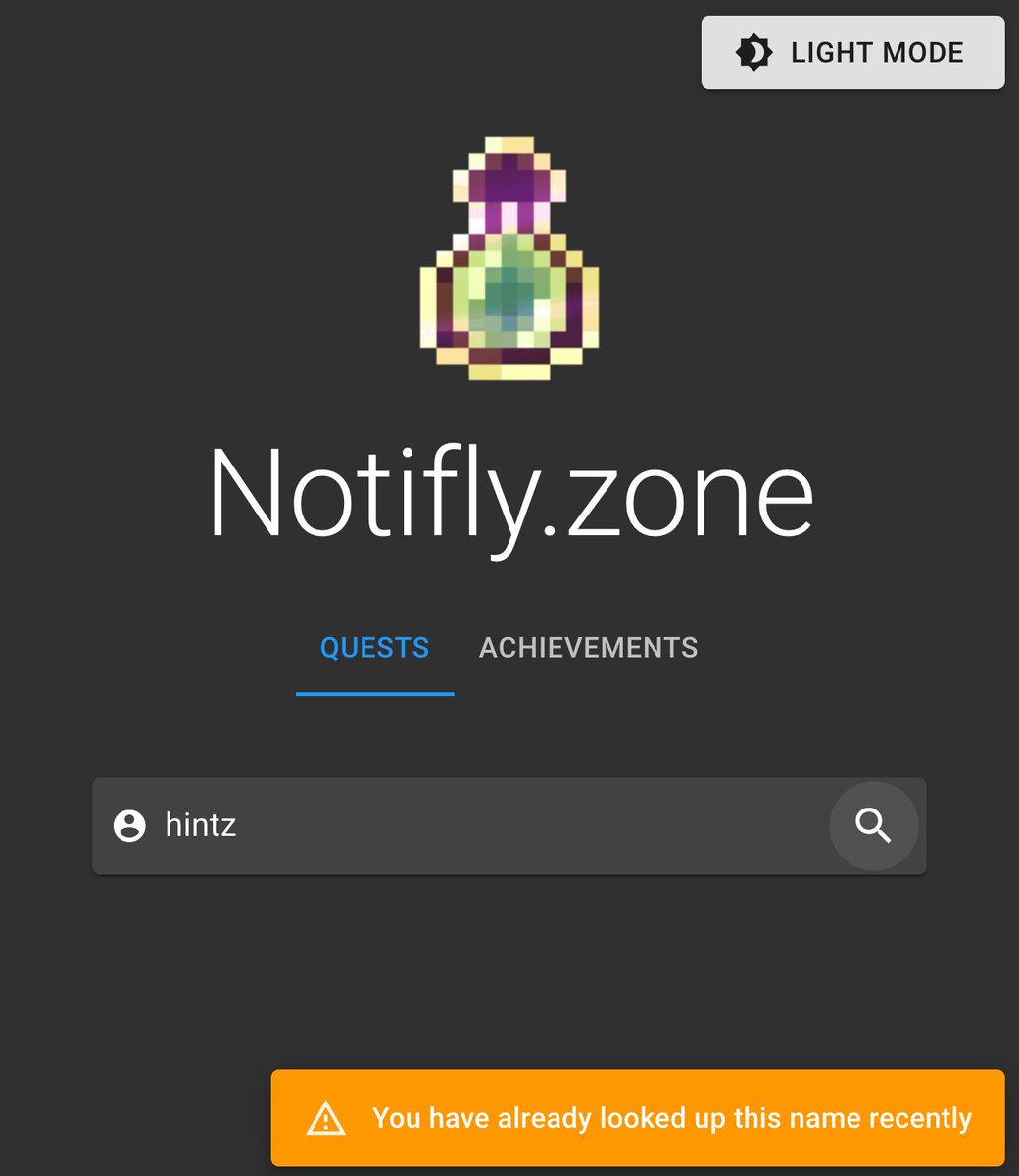 Notifly_'s tweet photo. Small update. Error messages should now be a little more informative. Note the second error message is new and caused by hypixel placing a 1-minute~ throttle per-username on the API. Apologies for this inconvenience. https://t.co/Fl3srIClZZ