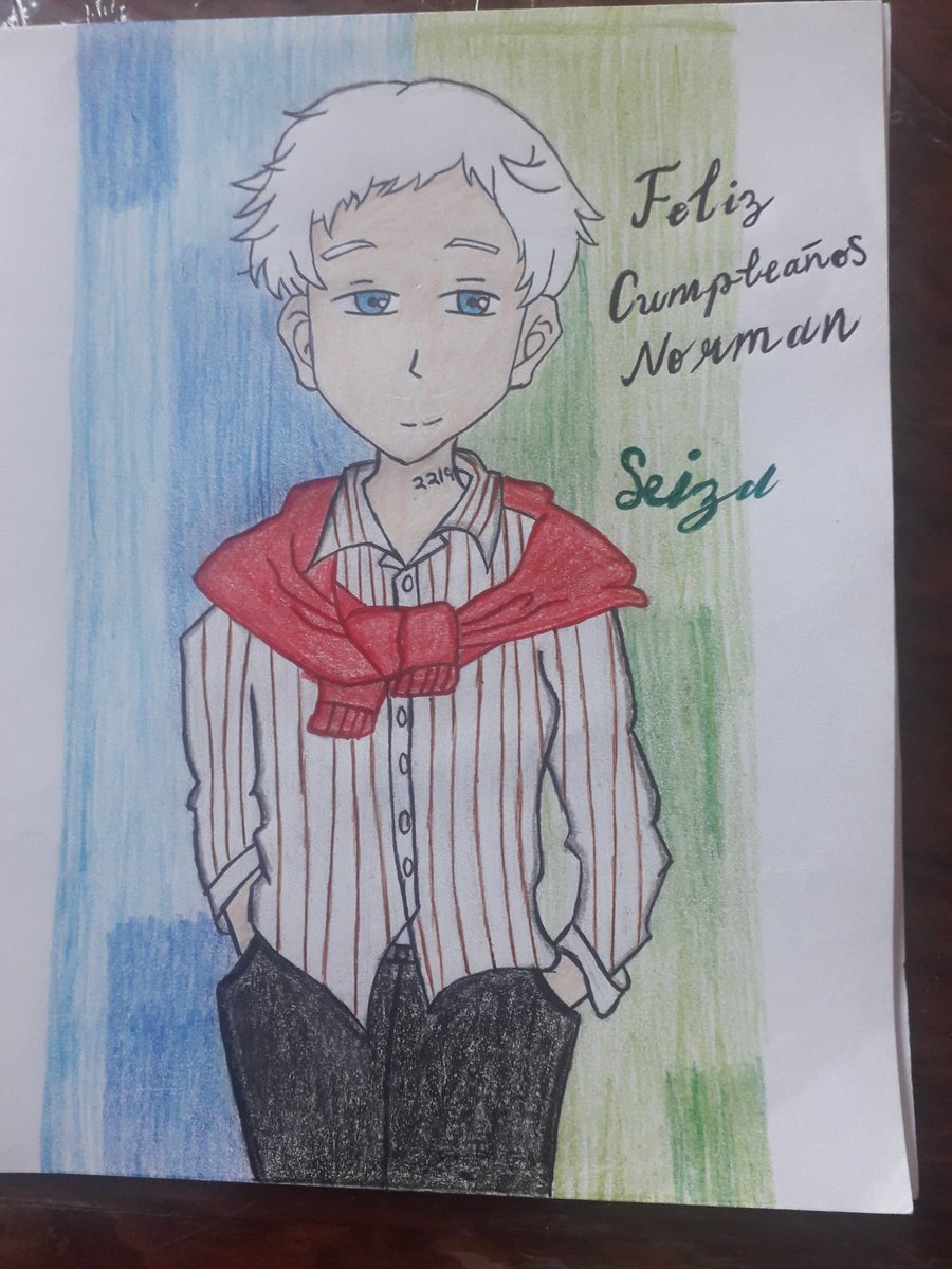Eliza28N's tweet photo. Feliz cumpleaños Norman !!!💙🎂🎈
Como no hacer un detalle a mi niño por ser tan amable y muy lindo 💙💙💙

Si le gusta el dibujo denle Retwitter para que más personas lo vea y espero que les guste 
#22194ノーマン誕生祭2021 #ThePromisedNeverland #HAPPYNORMANDAY #NORMAN https://t.co/Mry4gBItcW