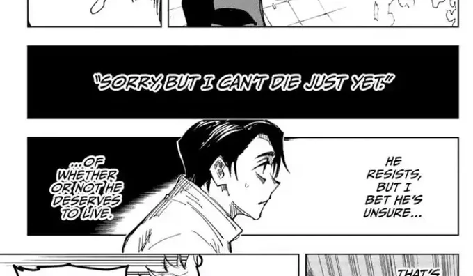 » megumi would naturally side with him

it ties into what yuta says earlier in the chapter, that yuji is still unsure of whether he even deserves to live let alone be comforted and treated normally by megumi like this 