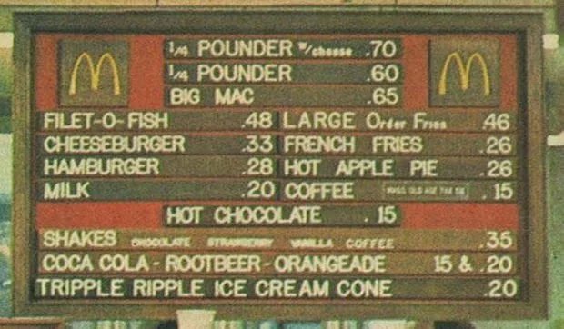 machaicapital's tweet photo. McDonald’s menu in the 1970s

Now they charge US$0.23 for BBQ sauce....  

 #inflation #mcdonalds #hamburger https://t.co/fBmkBBHept