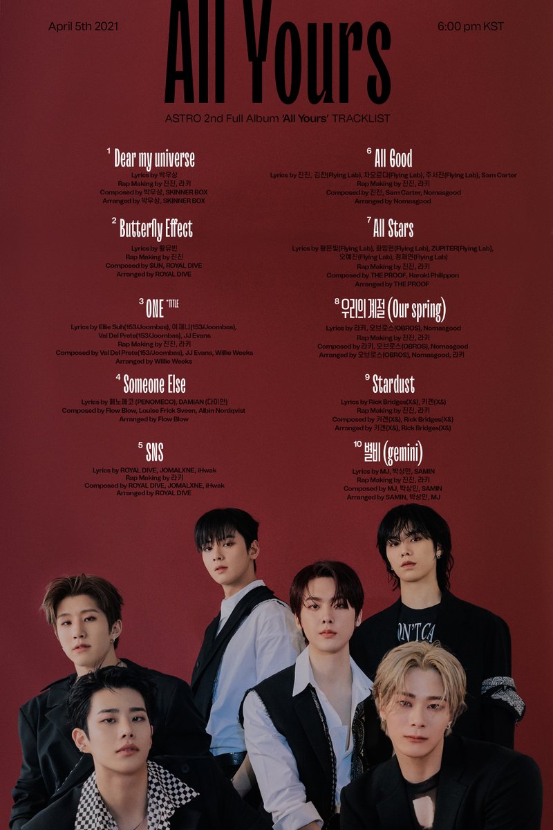 fantagiomusic_'s tweet photo. [#아스트로]
ASTRO 2ND FULL ALBUM ‘All Yours'
TRACKLIST☝🏻

2021. 04. 05 6PM (KST) RELEASE

#ASTRO #All_Yours #ONE https://t.co/CS3Tbf8z9x