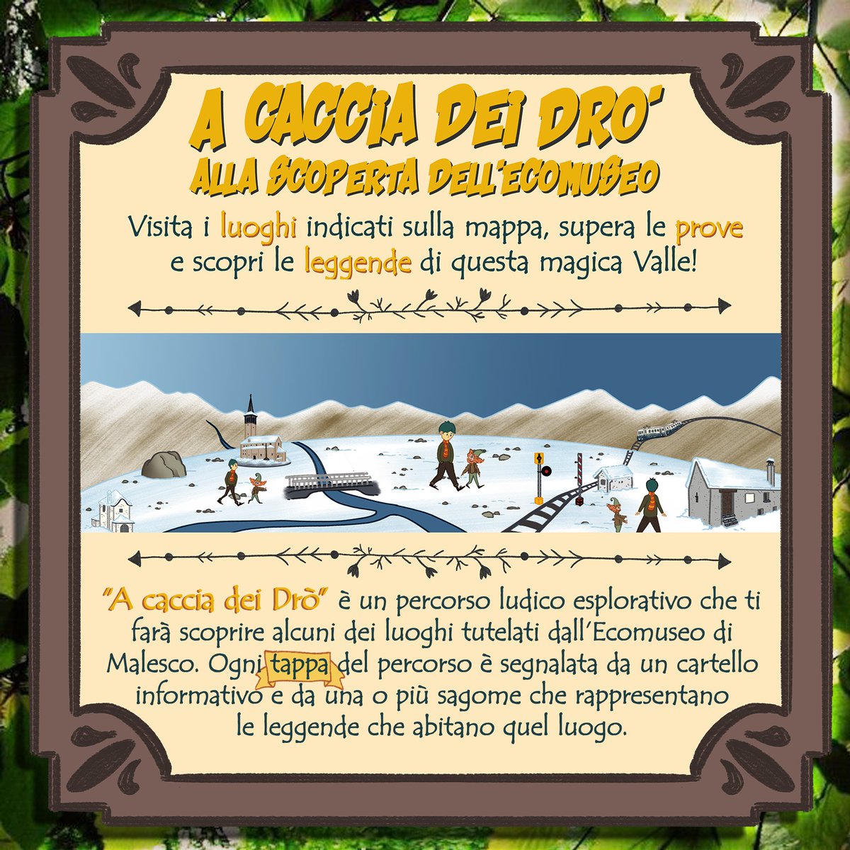 vicas_art's tweet photo. Nel primo giorno di primavera vi invito ad andare "A CACCIA DEI DRÒ"
👨‍🦱🧓🧝🐍🔥✨🐉🧔🧜‍♂️
Un percorso ludico esplorativo alla scoperta dell' @ecomuseomalesco
---
Potrete farlo fisicamente (appena possibile) oppure virtualmente inquadrando di volta in volta i QR CODE che pubblicherò https://t.co/msPA5XMntu