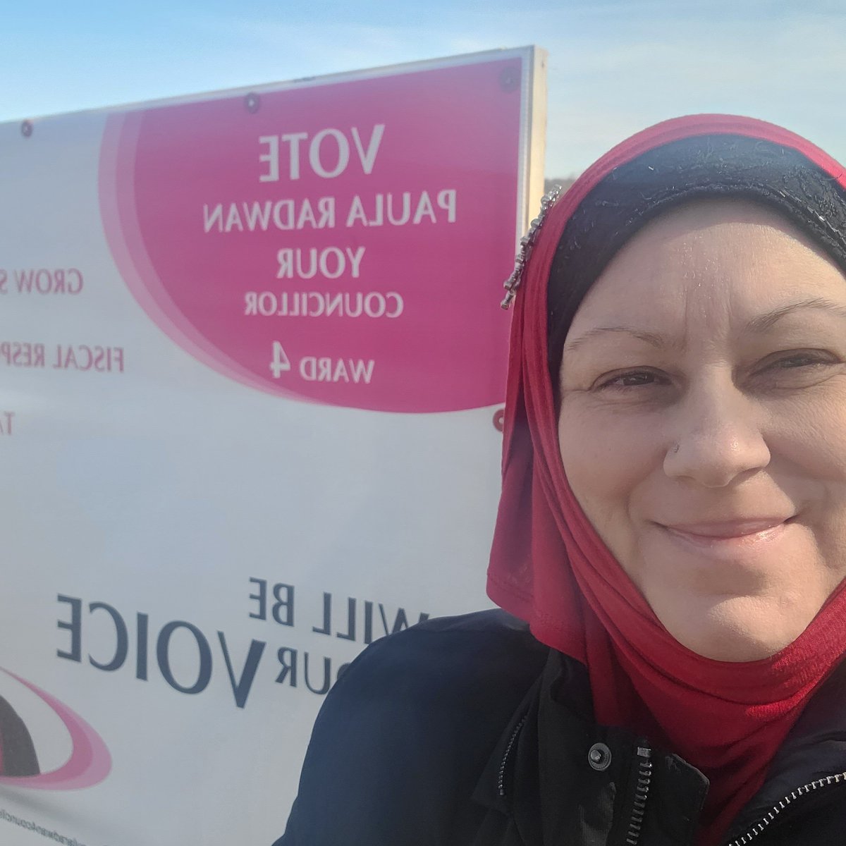 paularadwan4co1's tweet photo. Signs are going up! Still not sure how I will feel to see my face on an 8 x 4 sign. Lol. #votepaula #nbpoly #nbmunicipalelection #saintjohn https://t.co/Mj19aOJ632