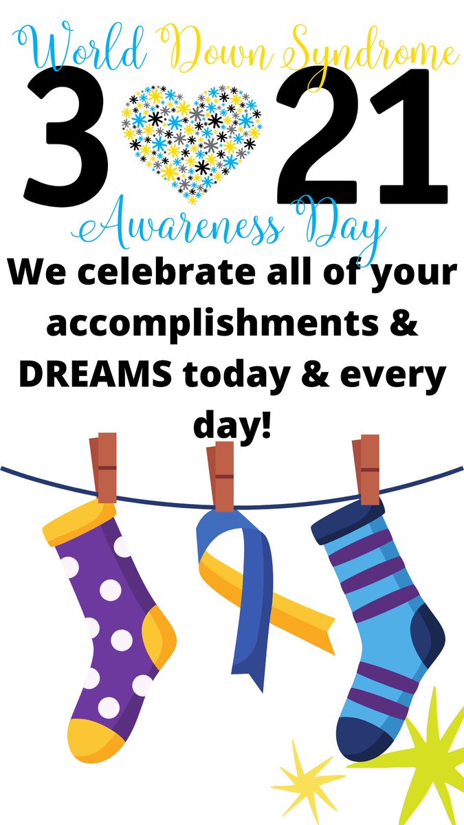 dreamsfound's tweet image. Let's support World Down Syndrome Day by wearing yellow/blue &amp;amp; brightly colored, mismatched socks! Socks bc the karyotype of DS chromosomes looks like mismatched socks!  Celebrate our differences.#WDSD #rockyoursocks #WDSD2021
Take a pic of your socks &amp;amp; drop it in the comments.