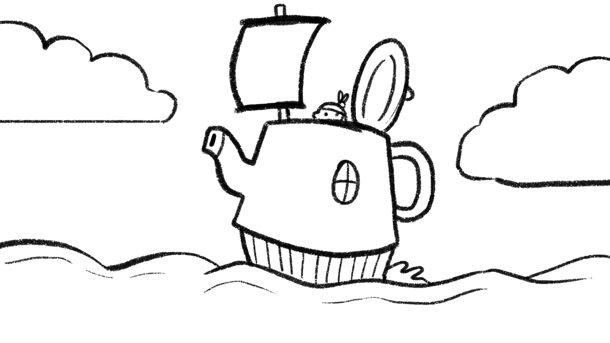 Daily Journey 81Today's Lobster Prompt:KettleIt's a tea kettle pirate ship.