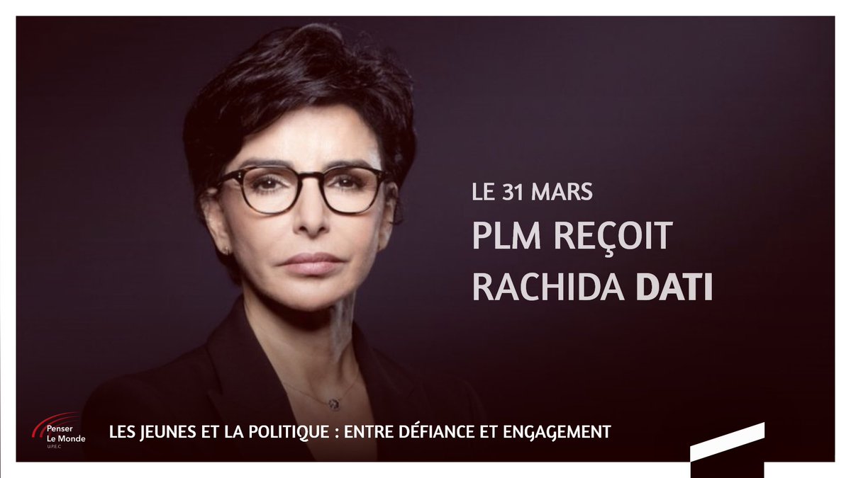 penserlemonde's tweet photo. [PLM REÇOIT RACHIDA DATI !] 

Le 31 mars prochain à 18h30, PLM recevra, en ligne, @datirachida , ancienne Garde des Sceaux et actuellement Maire du 7° arrondissement de Paris. Cette dernière abordera l’engagement des jeunes en politique 🏛 https://t.co/rjFYLmzEqB