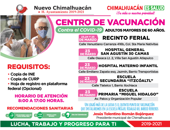 ChimalhuacanSi's tweet photo. Conoce donde se encuentran ubicados los puntos de vacunación aquí👉https://t.co/TIVuLsb4XX

Consulta en este link en que punto te toca👉 https://t.co/1XIcJzeVW7 https://t.co/DhUCi8qo99