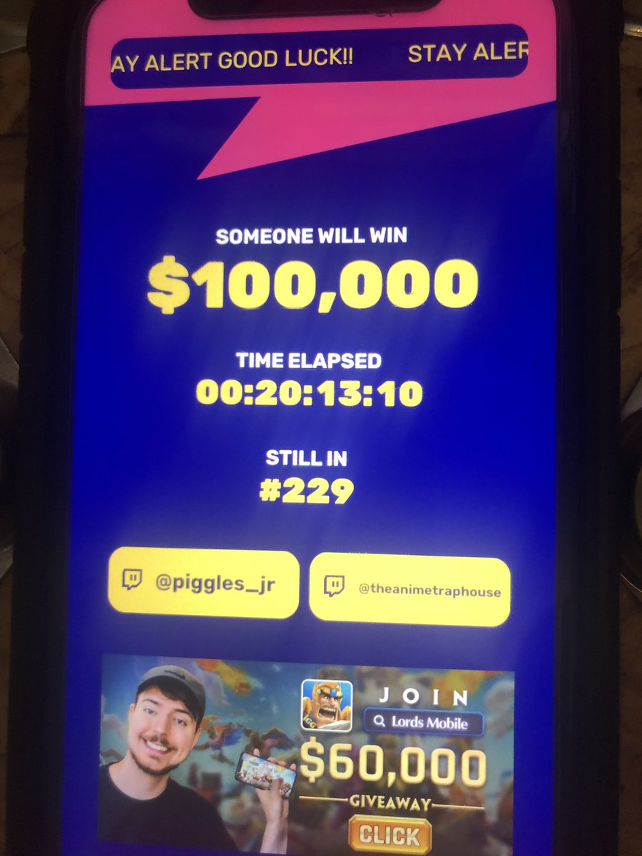 InvalidPotion's tweet photo. #fingerontheapp2 @MrBeast my finger was definitely on the screen still just as it had been for 20 hours... well #229 player out ... it was real. https://t.co/3l5P7GZxap