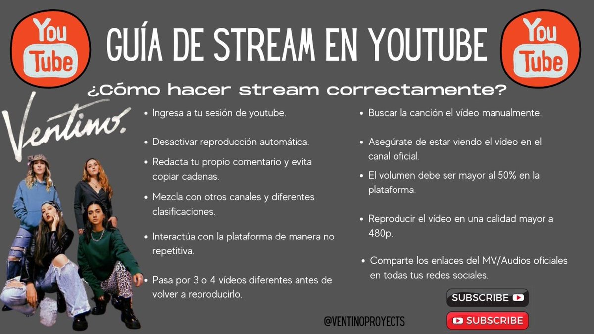 ventinoprojects's tweet photo. ¡VENTINERS!

Aquí les dejamos esta guía para llevar a cabo el stream en youtube de la manera correcta y así ayudar a @Ventinoficial a subir en vistas. https://t.co/47v4JVBT9R