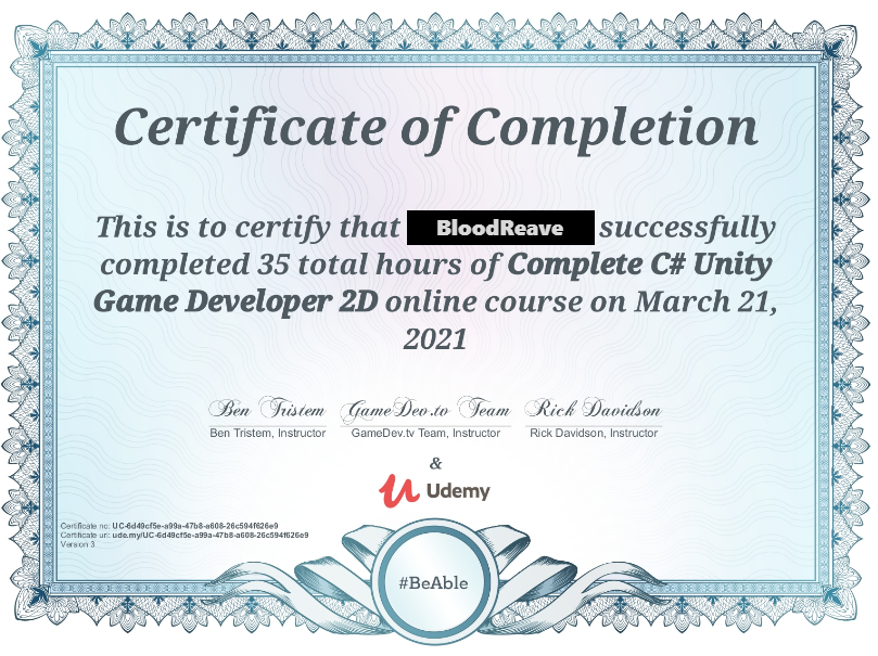 BloodReave1's tweet photo. What an awesome experience! Started this course with 0 coding\gamedev knowledge. A massive thank you to everyone @GameDevTV  - you guys and girls are legends!
A special thank you to @rickdme for all the dad jokes😆   #indiedev #gamedev https://t.co/X0hs3R5IID