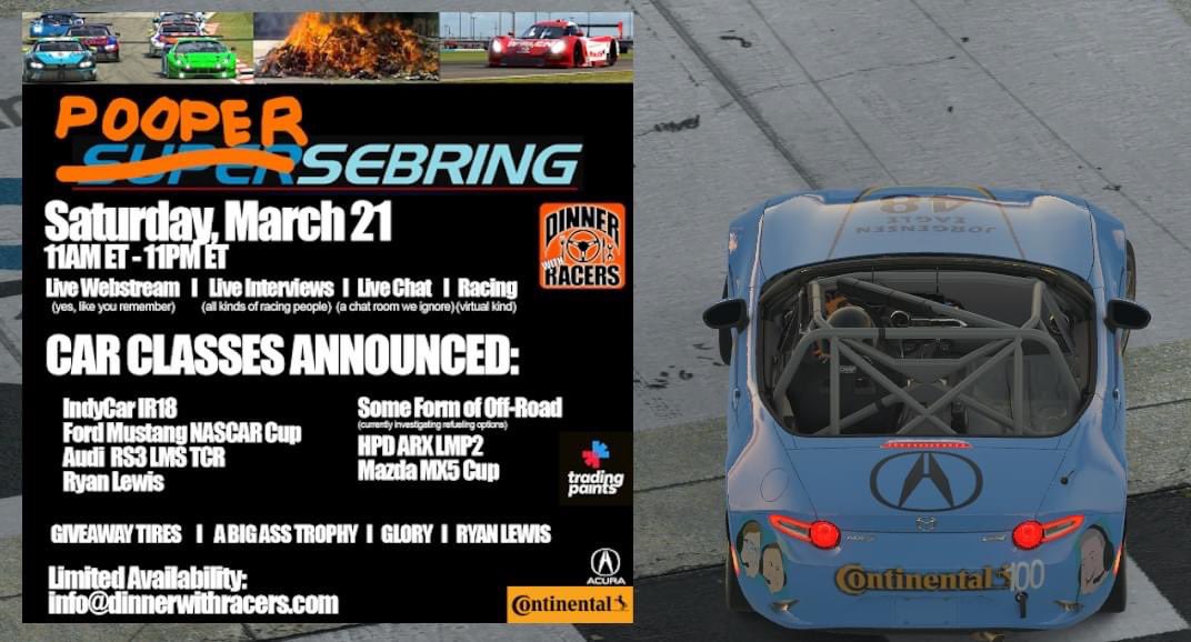 skejas's tweet photo. Facebook reminded me that one year ago today was @DWRshow #PooperSebring
I remember a @Valvoline car in the field even though it wasn’t official yet. And this led to the all the #ThursdayNightBlunder fun
The real treasure was the friends we made along the way. https://t.co/XpowIA5xhq