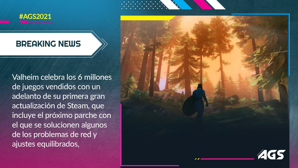 ArGameShow's tweet photo. #AGSBreakingNews ⚔️ Grandes noticias para el juego sensación del momento. Para festejar sus 6 millones de ventas, Valheim va a recibir tremenda actualización para seguir optimizando el funcionamiento.
#AGS2021 #Valheim #ValheimUpdate https://t.co/YrZFpAVXWm