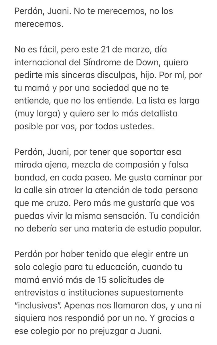 Jerebeam's tweet photo. Perdón, Juani. No te merecemos, no los merecemos. #DiainternacionalDelSindromeDeDown https://t.co/MA2Mj0O8sP