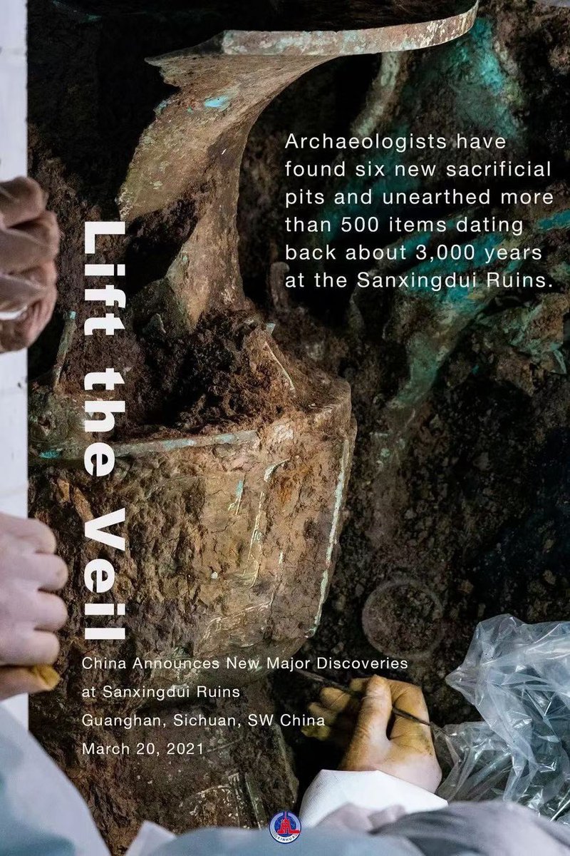 DMU_CI's tweet photo. 500+ artifacts from 6 "sacrificial pits", dating back to 3,200 to 4,000 years, were newly unearthed in the Sanxingdui site in Sichuan，China. https://t.co/ra8JQzPVxt