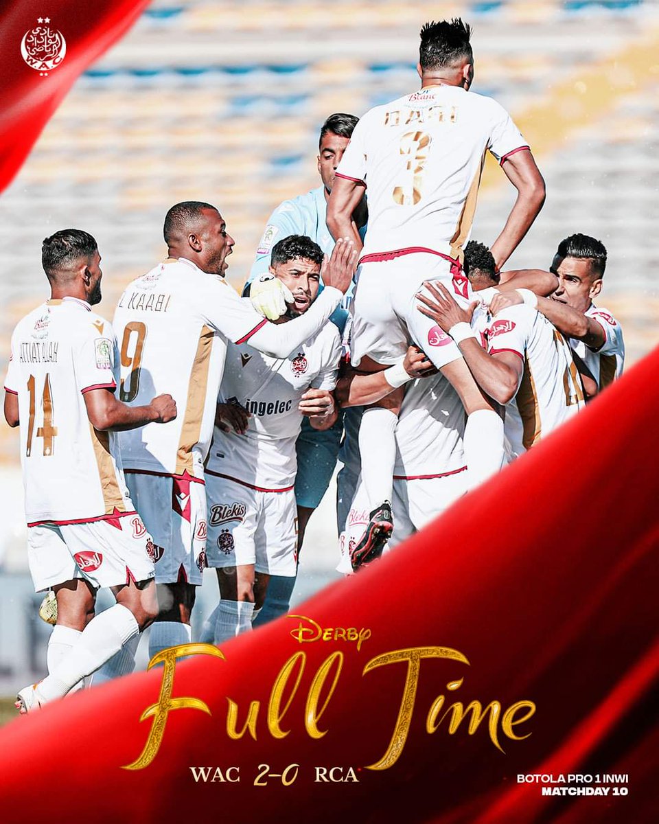 𝓕𝓾𝓵𝓵 𝓣𝓲𝓶𝓮 🏁 +3 ... 🧞‍♂️
🔴 2 - 0 🟢

#Derby 
#DimaWydad