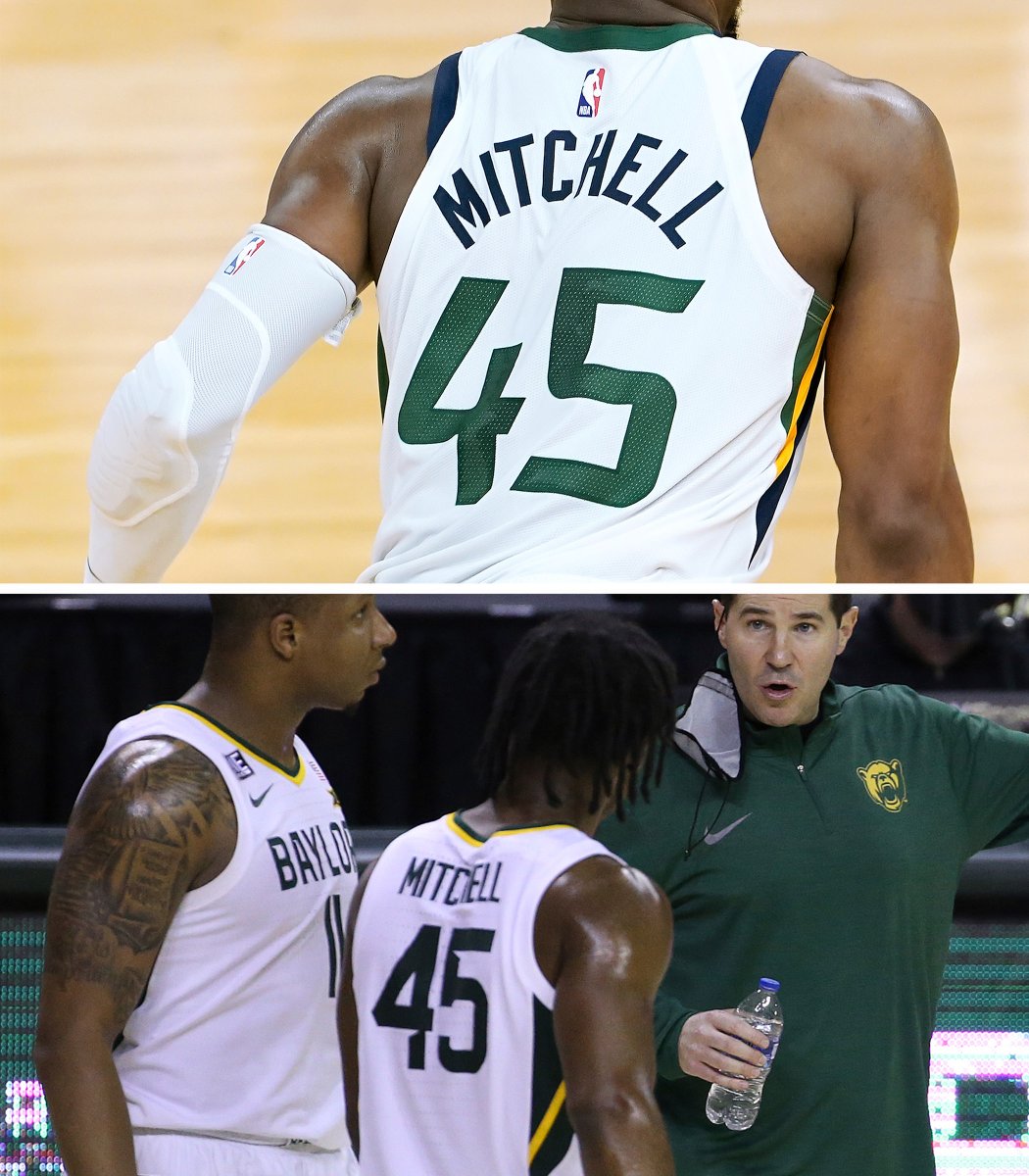 Two guards named D. Mitchell wearing No. 45 ...

No relation, though 😅 <a href="/spidadmitchell/">Donovan Mitchell</a> <a href="/hoopculture13/">Davion Mitchell</a>