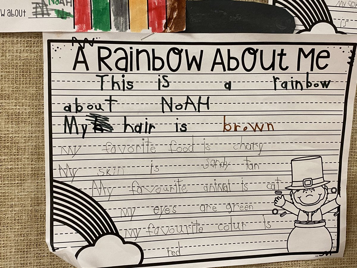 MrsSaundersCG's tweet photo. St. Patrick’s Day activities included All About Me Rainbows #writers #inventivespelling #allaboutme @FMPSD @BeaconhillFMPSD @abbott_graham https://t.co/ax8Crmxpd0