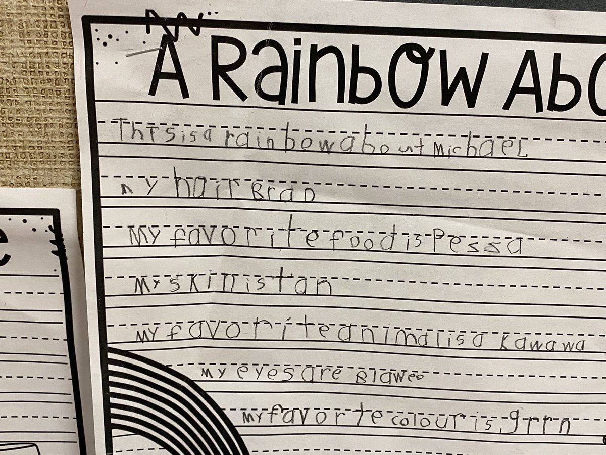 MrsSaundersCG's tweet photo. St. Patrick’s Day activities included All About Me Rainbows #writers #inventivespelling #allaboutme @FMPSD @BeaconhillFMPSD @abbott_graham https://t.co/ax8Crmxpd0