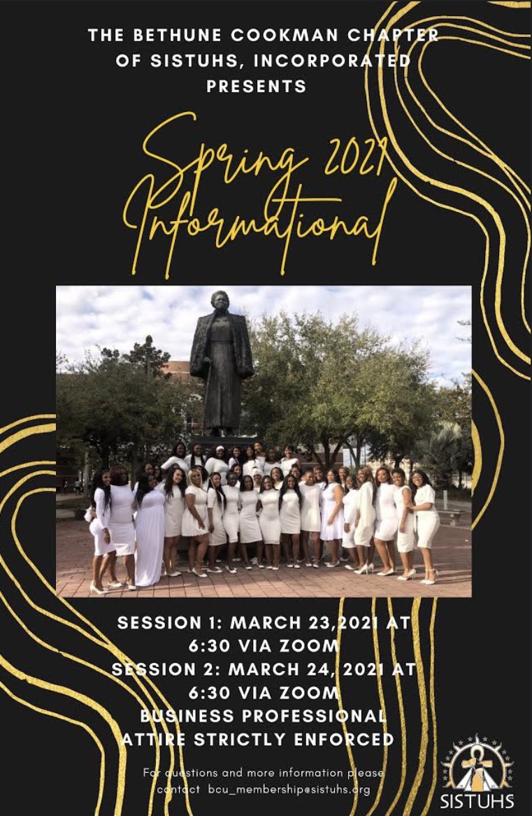 _BCUSISTUHS's tweet photo. Have you been looking for a way to get involved on campus ? Do you want to grow personally and have a community here at school? Come get to know about SISTUHS INC, and how you can join. Our Spring 2021 Informational will be held on March 23and March 24 on Zoom @ 6:30!💛 https://t.co/vvZ5ExuEdl