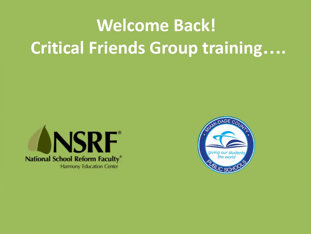 Mcepero's tweet photo. Thank you @TheNSRF @LuciMcKean for an AMAZING Virtual Critical Friend Group Coaches Certification Training! M-DCPS Teacher Leaders are empowered with the knowledge necessary to build belonging in the virtual environment. @CConcepcionPD @mdcps_profdev @JoseLDotres https://t.co/PKCTfg8xFq