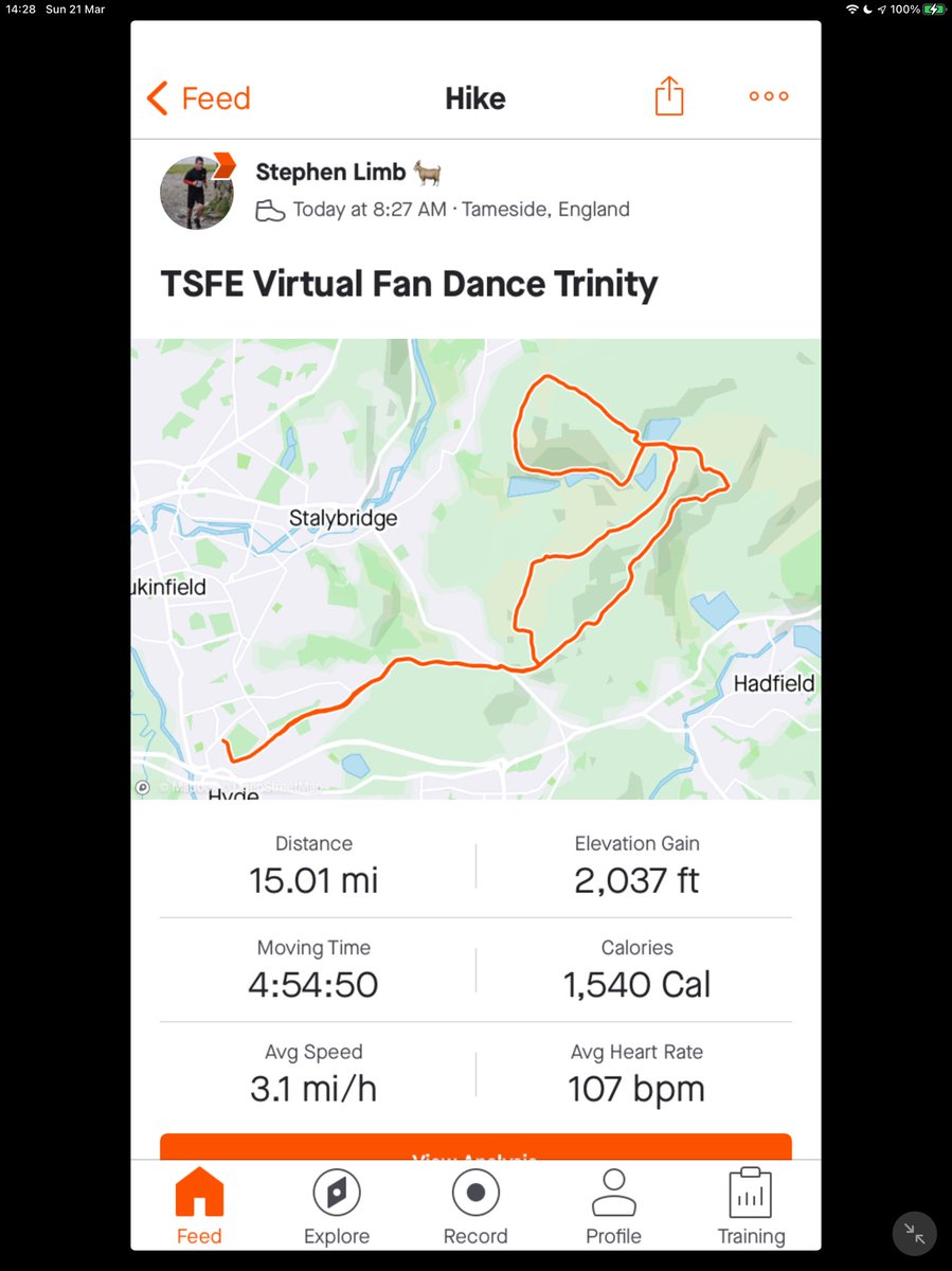 steve_limb's tweet photo. Now I’ve had the chance to sit down, shower, grab some food, sink a few beers and reflect on what I’ve achieved over this last 36hrs it makes me feel proud to have taken part in such an epic challenge for what was a great man. 
#FanDanceTrinity #TSFE https://t.co/NaQJQjGEMm