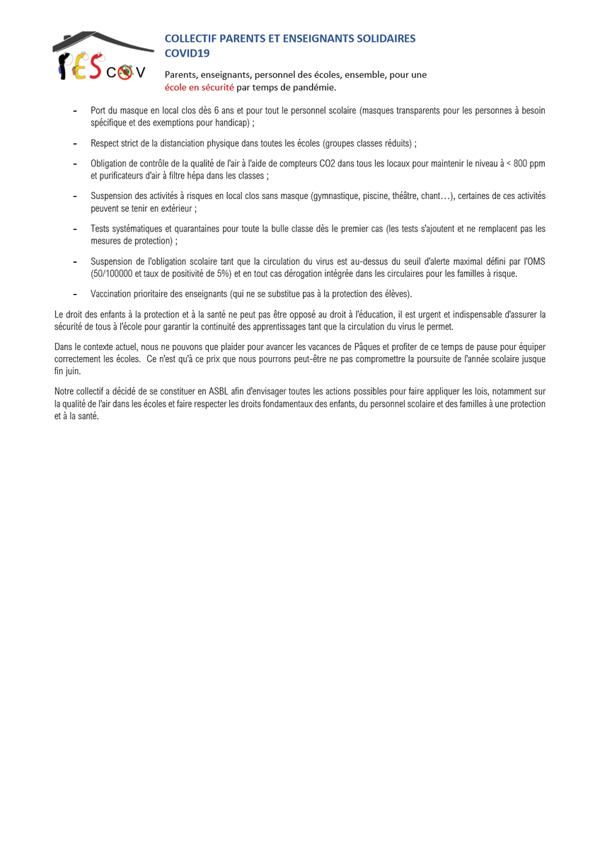 Parents et Enseignants Solidaires Covid19 🇧🇪 tweet media